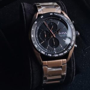 Hugo Boss Men’s Luxury Chronograph Black Dial Watch – Premium Stainless Steel | Authentic Quality
