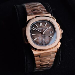 Patek Philippe Men’s Rose Gold Luxury Watch with Brown Dial – Premium Stainless Steel | Authentic Quality